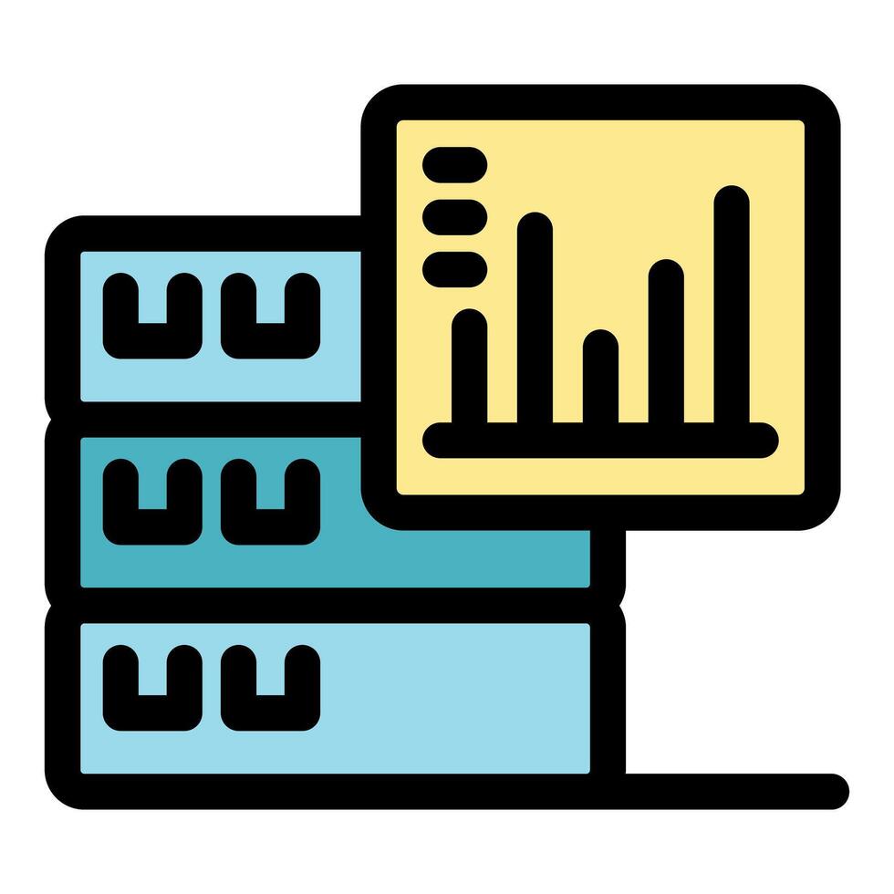Server showing increasing bar graph representing data analysis and storage vector