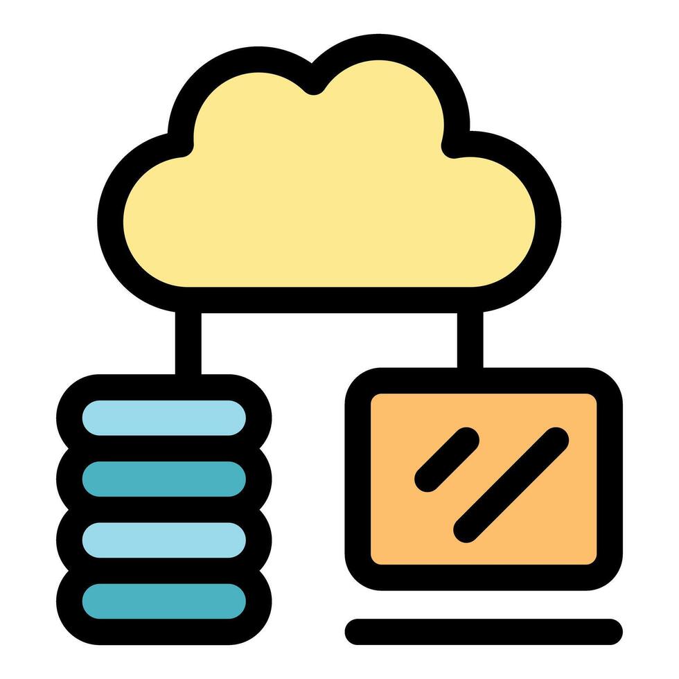 Cloud computing connecting database and computer system vector