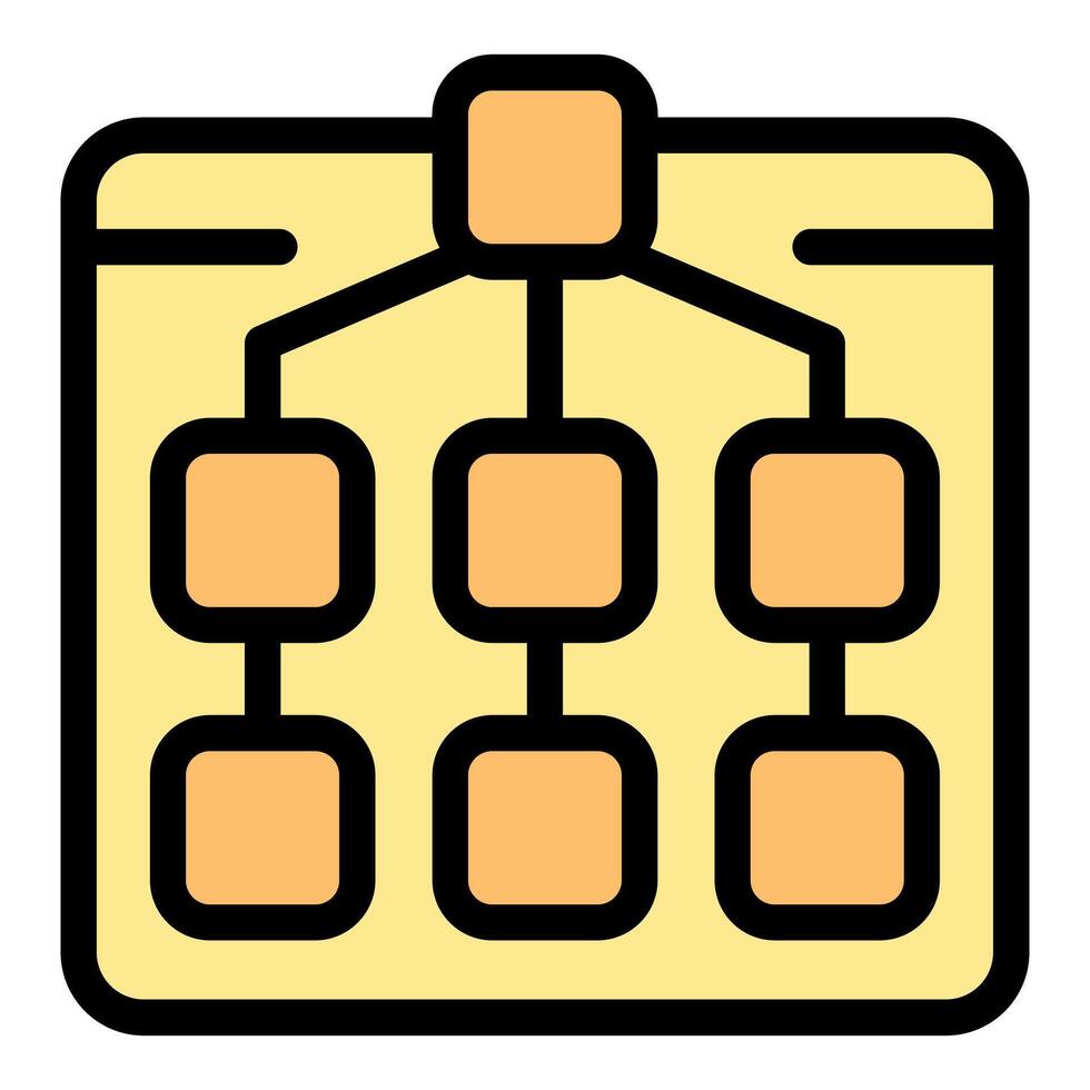 Hierarchical structure representing business organization chart on a tablet screen vector