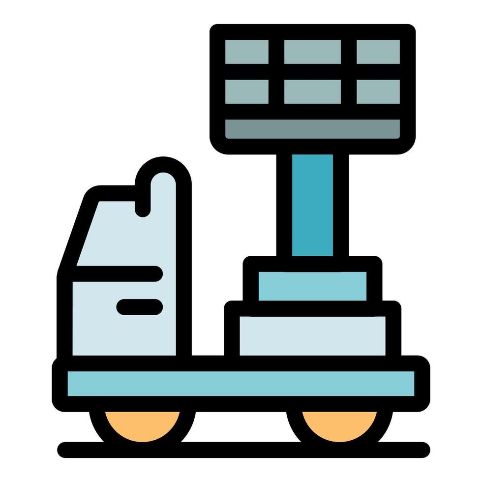 Solar powered cargo robot delivering sustainable goods, clean energy transportation icon vector