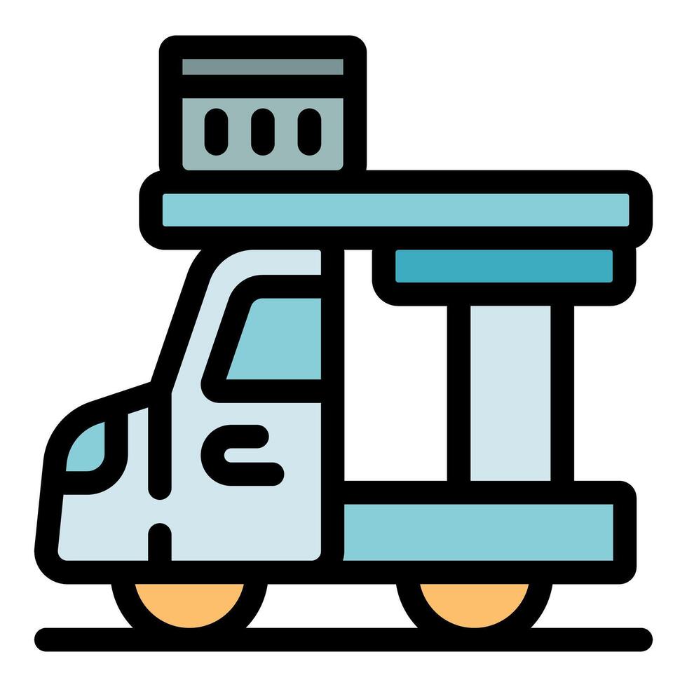 Airport shuttle bus transporting passengers and luggage to terminal vector