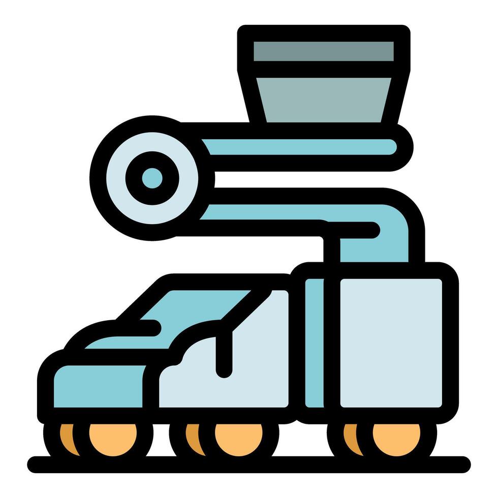 Airport support vehicle with extended conveyor belt for luggage handling vector