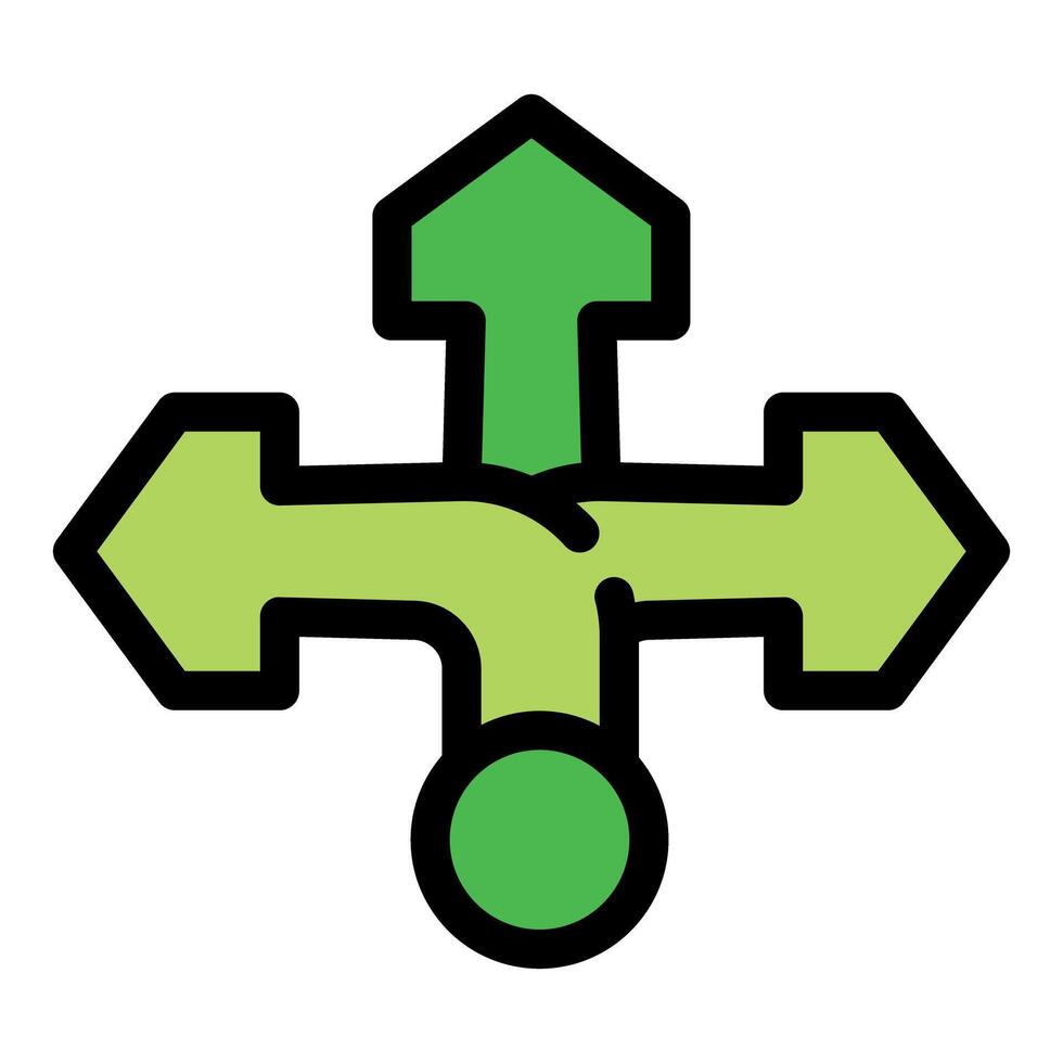 Three way direction arrows pointing up, left, and right vector