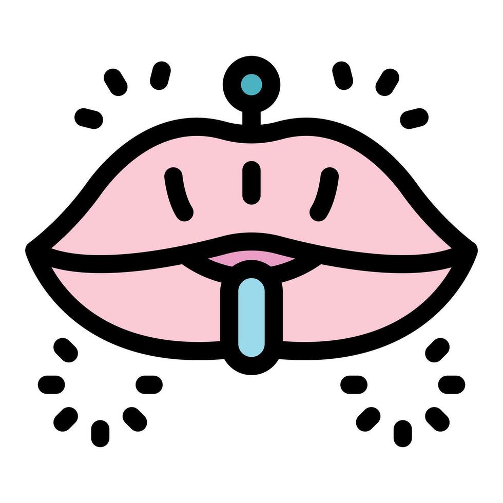 Pierced lips showing trendy body modification and fashion statement vector