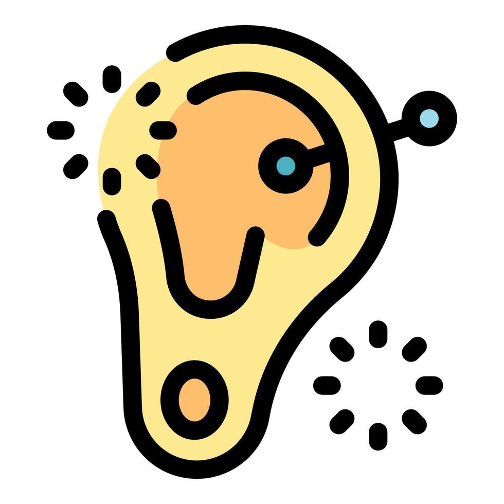Ear piercing showing infection and irritation with pain and swelling vector