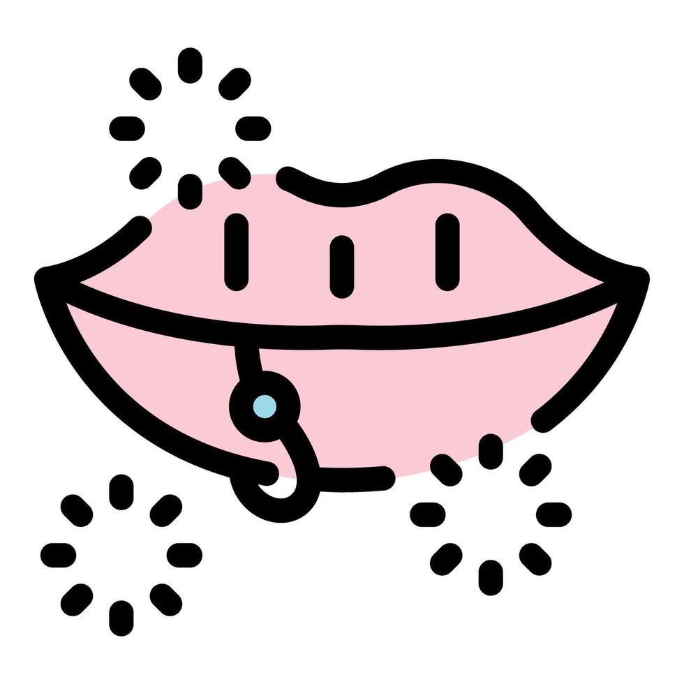 Lip piercing showing fashionable body modification and self expression vector
