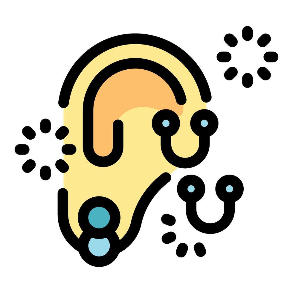 Ear with piercings and sparkling decorations representing body modification and fashion trends vector