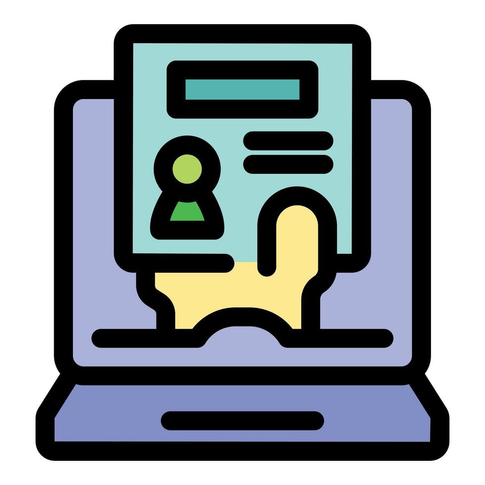 Online identity management system protecting personal data on laptop vector