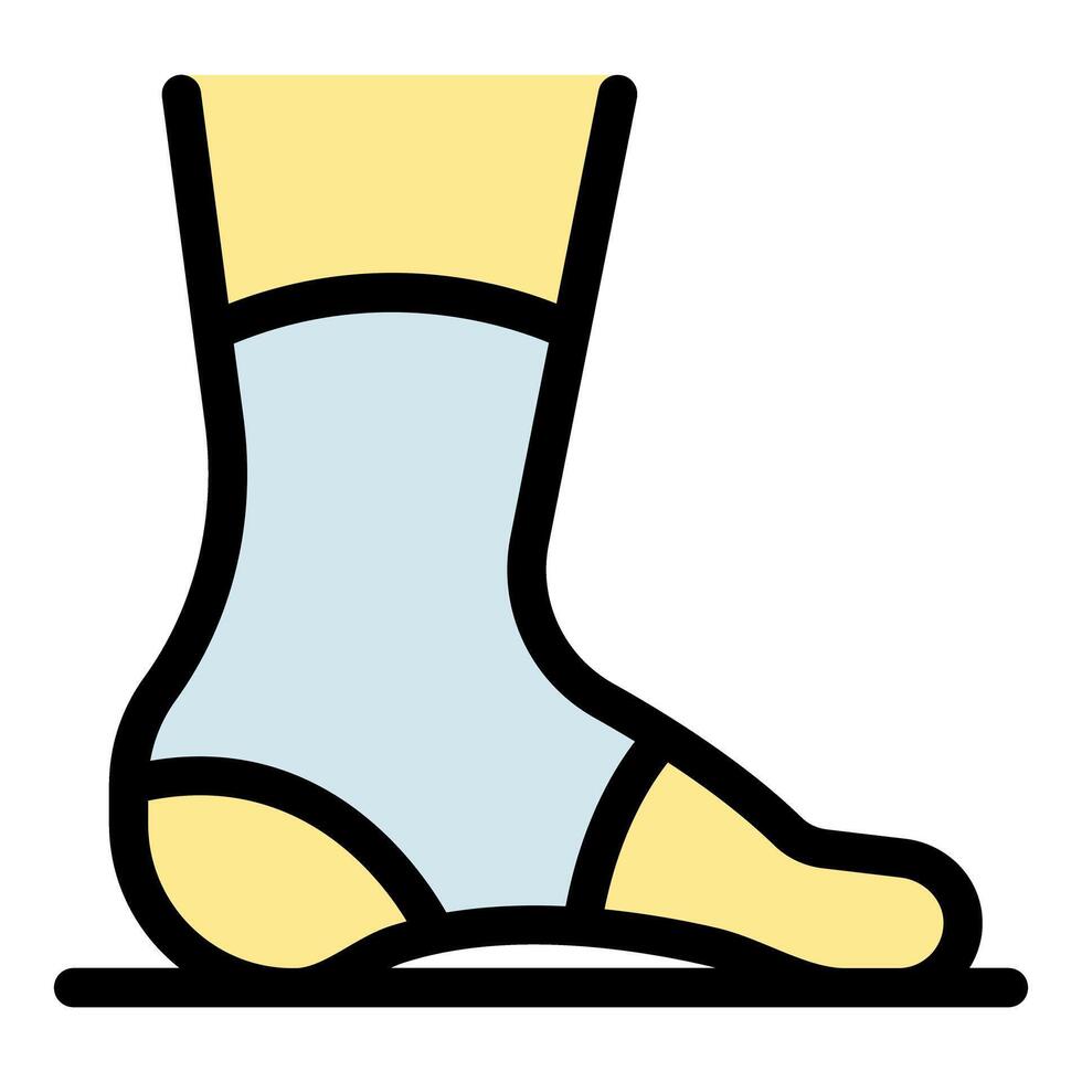 Foot with orthopedic ankle brace standing on floor vector