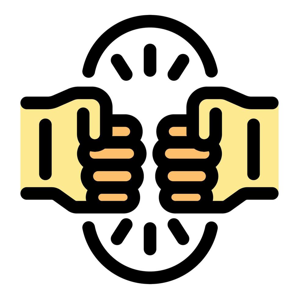 Two hands bumping fists showing teamwork and collaboration vector
