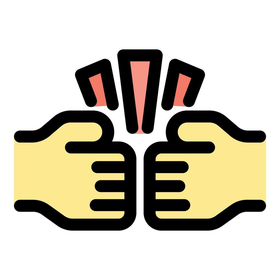 Two hands doing a fist bump generating energy sparks vector