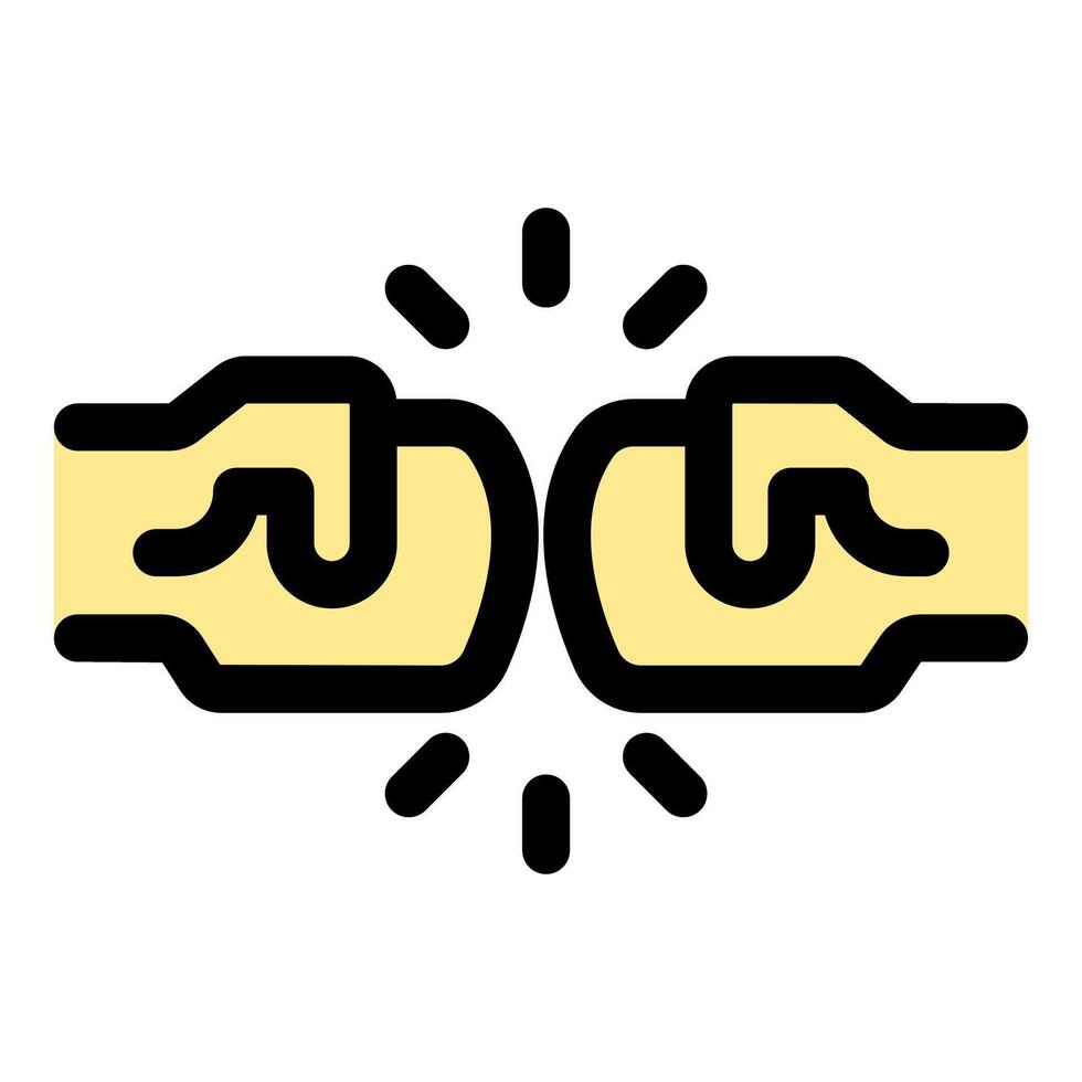 Two fists bumping expressing camaraderie and respect vector