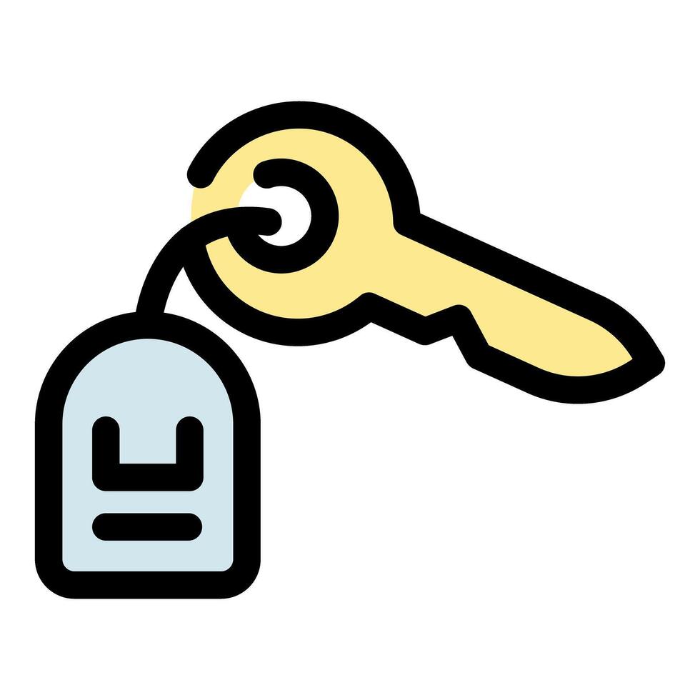 Golden key hanging with key chain, access and security concept vector
