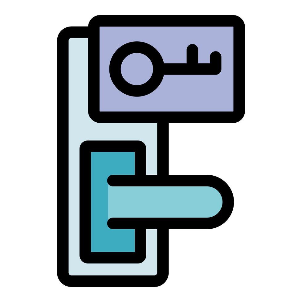 Hotel door handle with key sign, access and security in hospitality industry vector