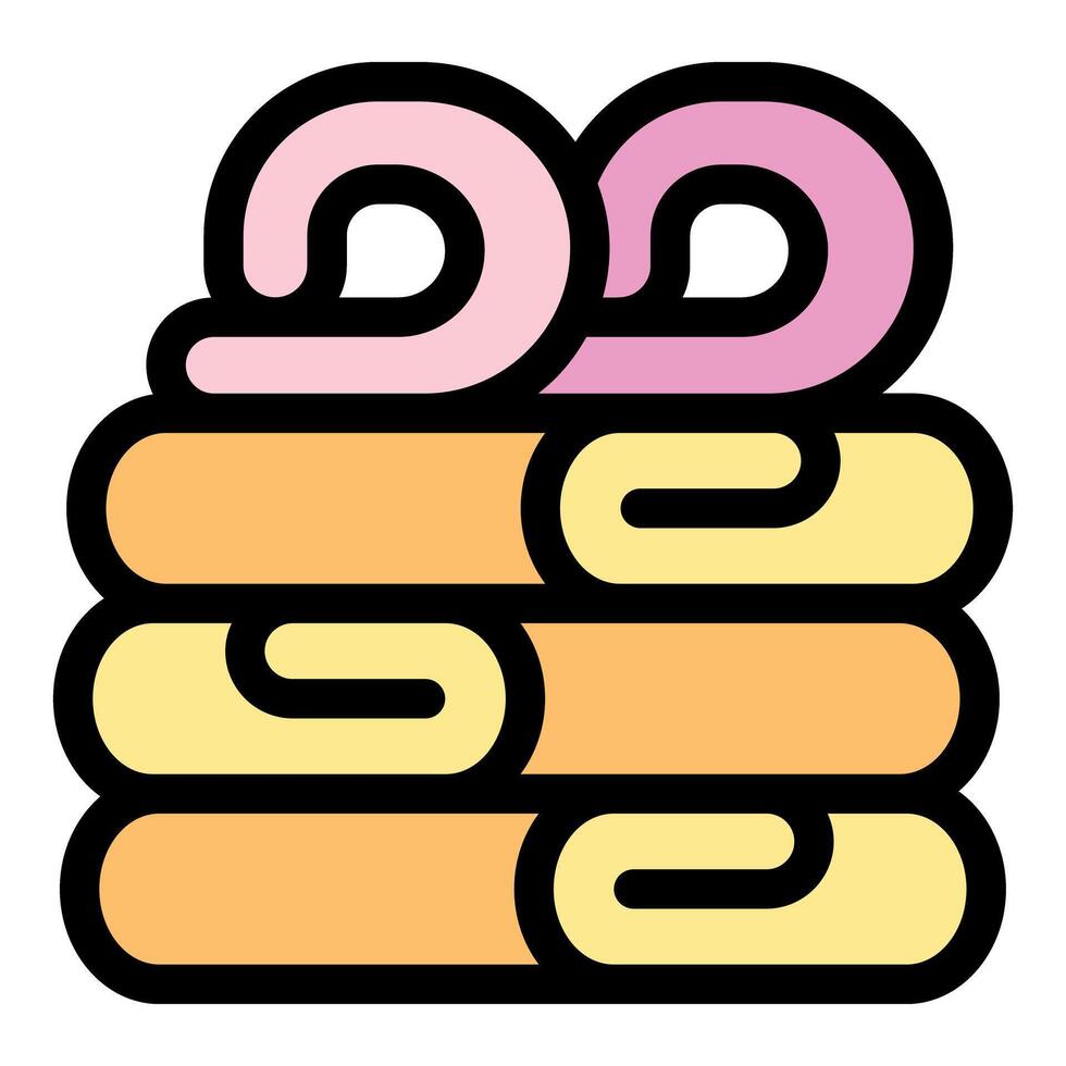 Stack of folded towels with soap bars on top for hygiene and relaxation vector