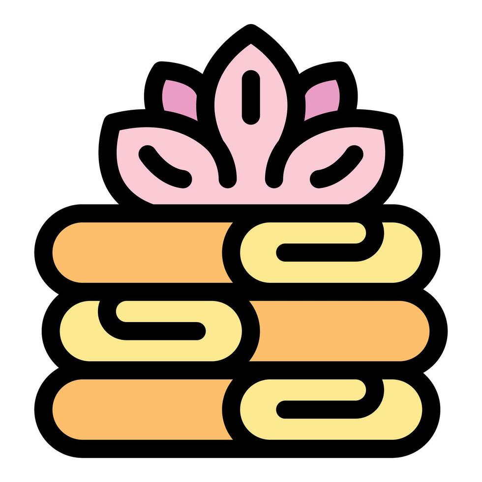 Stack of towels with lotus flower for spa and wellness vector