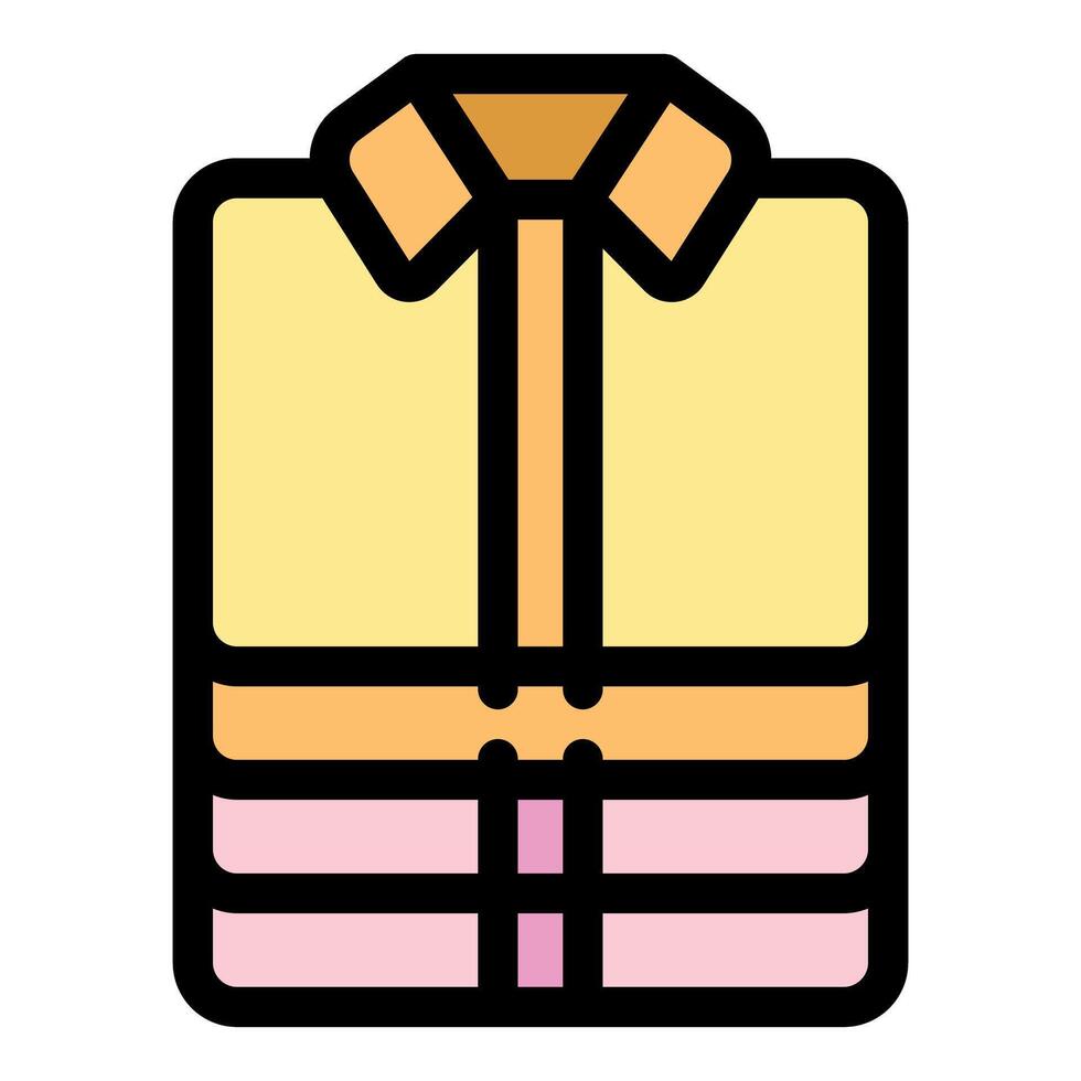 Stack of folded shirts with collars and ties, laundry icon vector