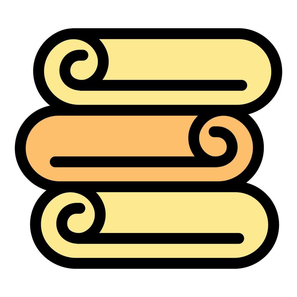 Stack of rolled up fabric or documents forming a neat pile vector