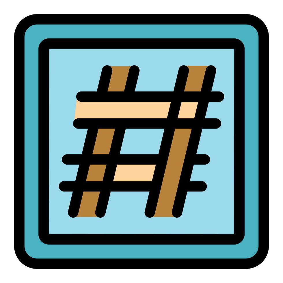 Hashtag symbol filling a square with rounded corners and a light blue background vector