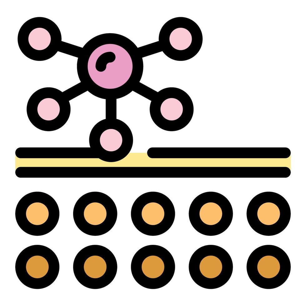Nanomaterials molecules connecting over surface with nanoparticles below, nanotechnology concept vector