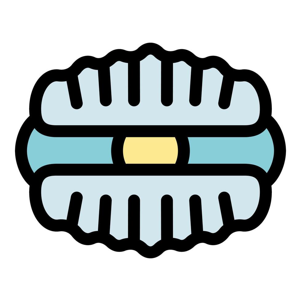 Scallop seashell showing pearl and mantle, marine life icon vector