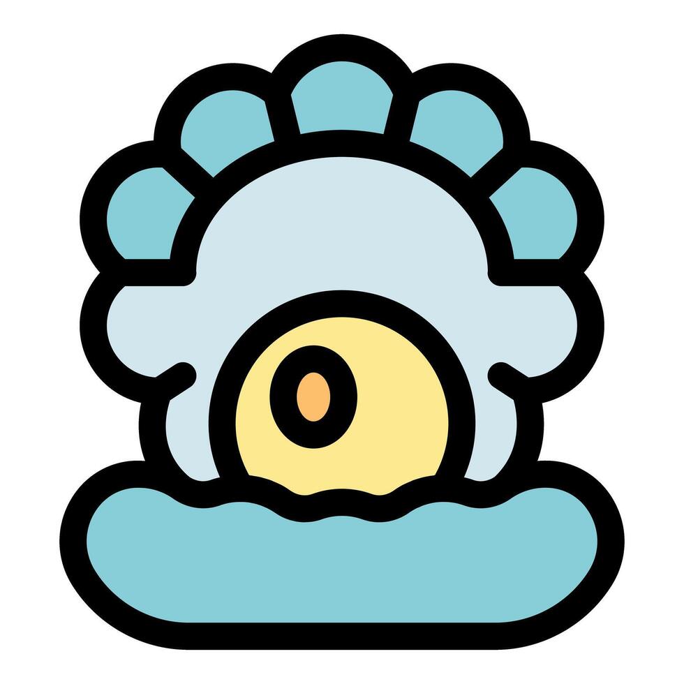 Open pearl showing its precious inner gem with soft blue and yellow tones vector