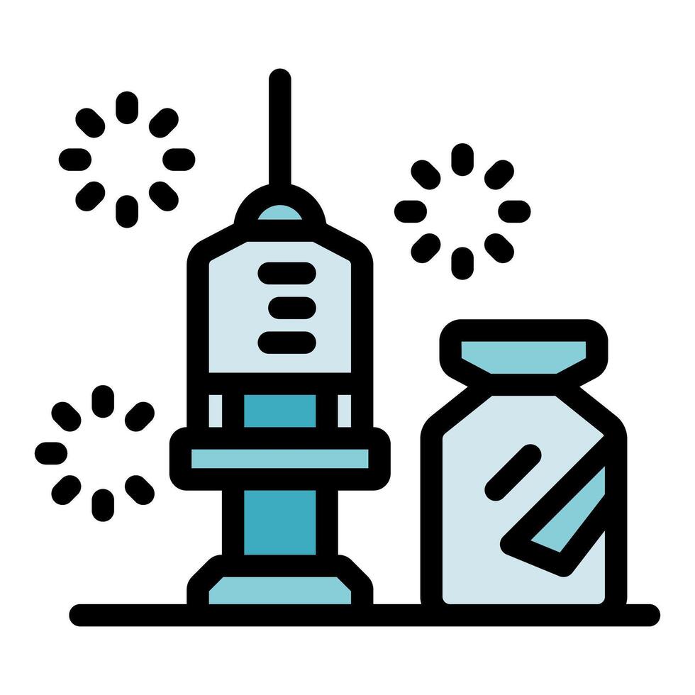 Vaccination syringe and vial celebrating successful immunization campaign vector