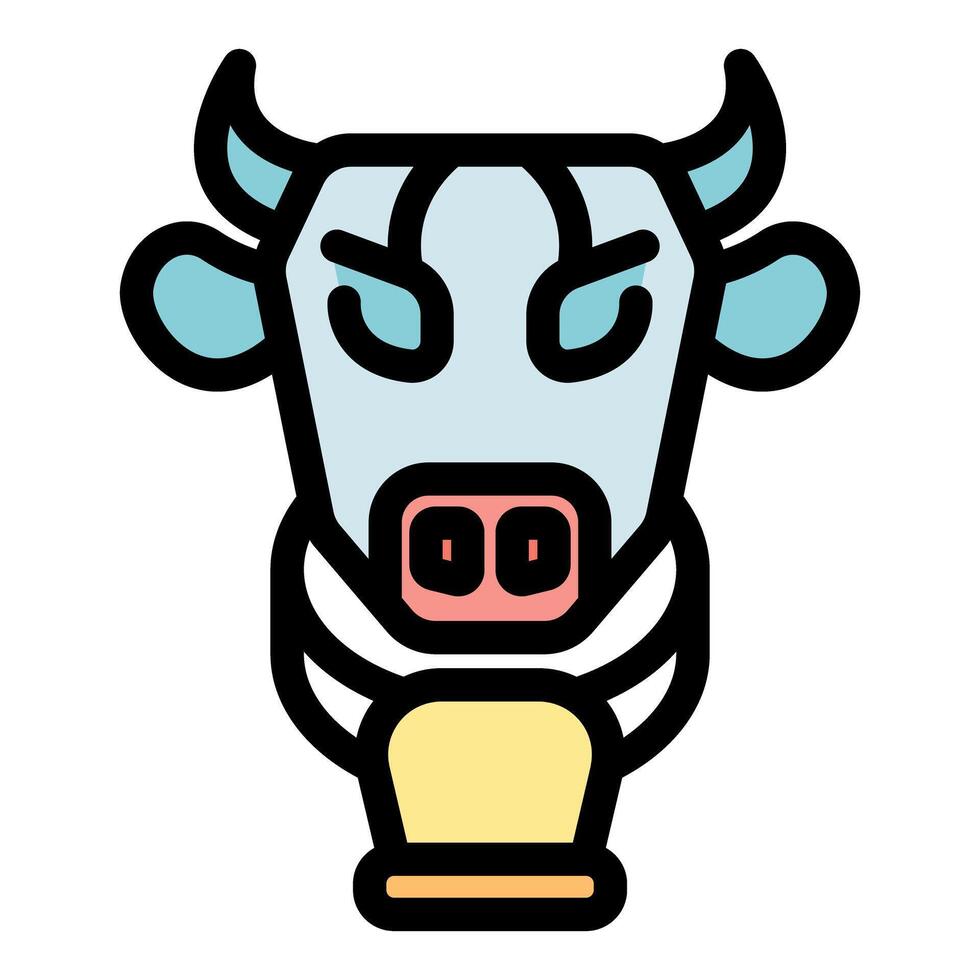 Cow head with cowbell cartoon character looking forward vector