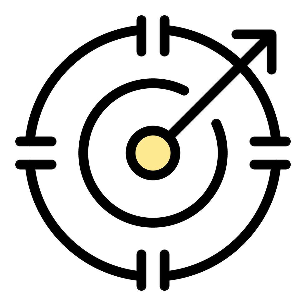 Target with arrow pointing to the center representing marketing goal achievement vector