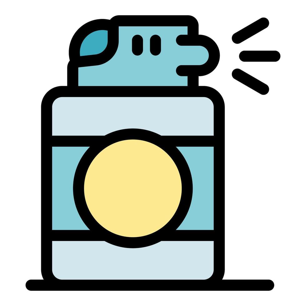 Pocket lighter producing a flame, illustration of a refillable butane lighter vector