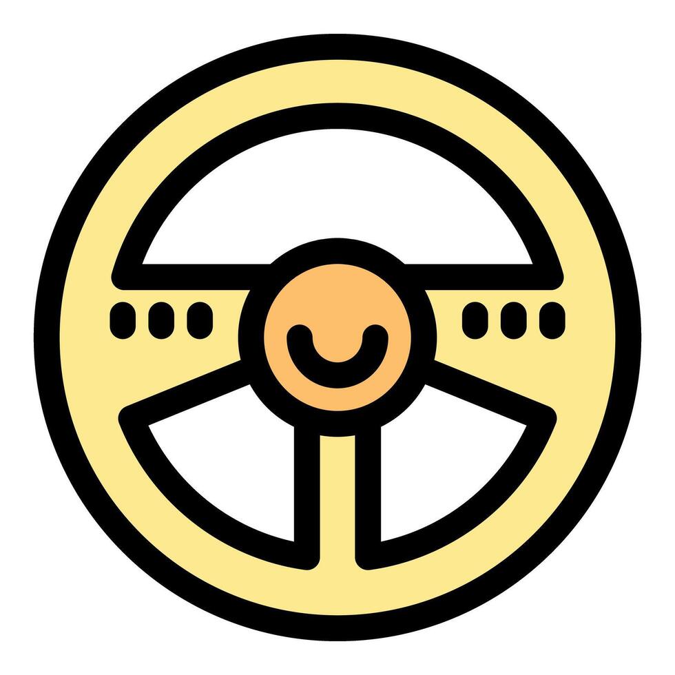 Steering wheel with buttons and happy face, driving with a smile vector