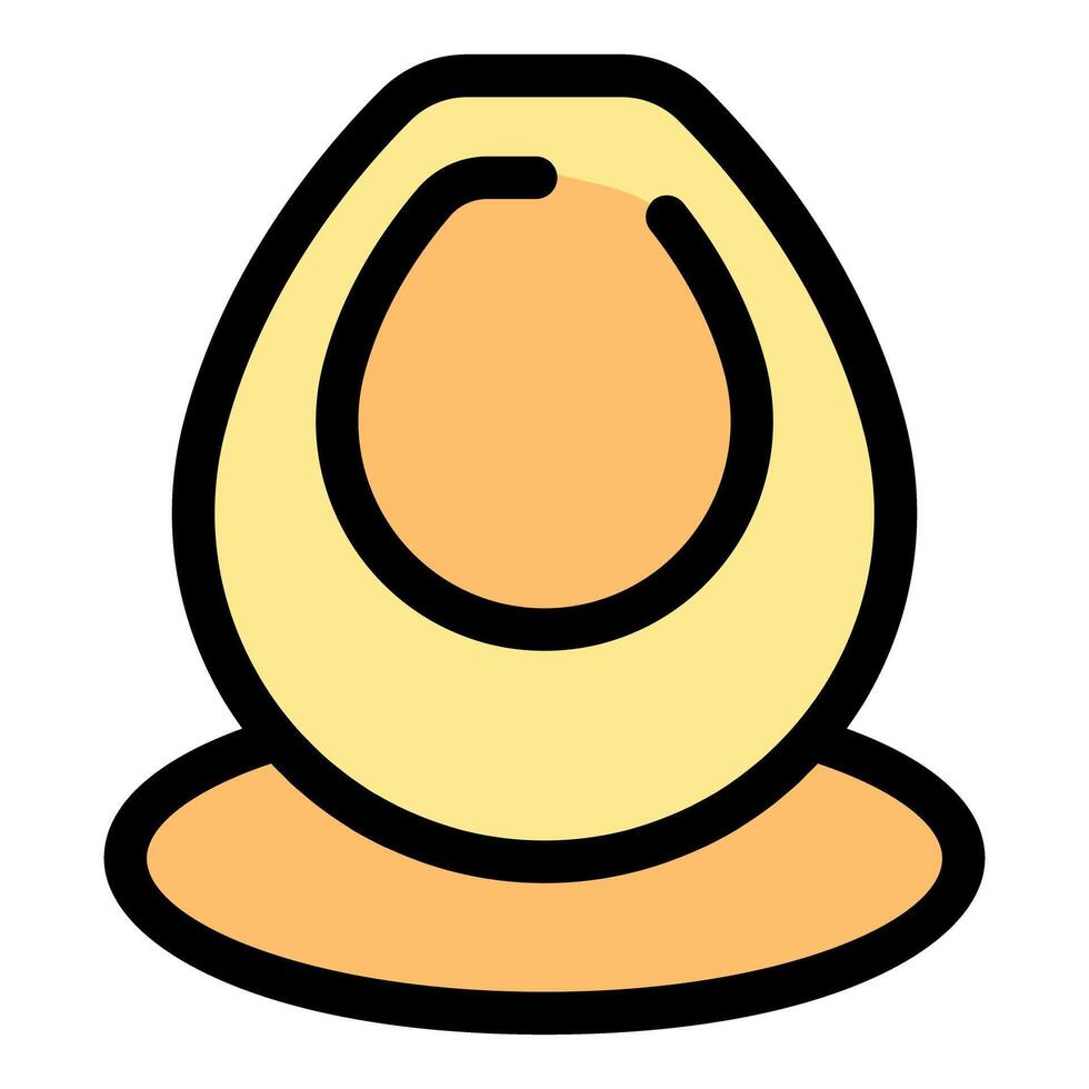 Peeled boiled egg balancing on a small plate, minimalist illustration vector