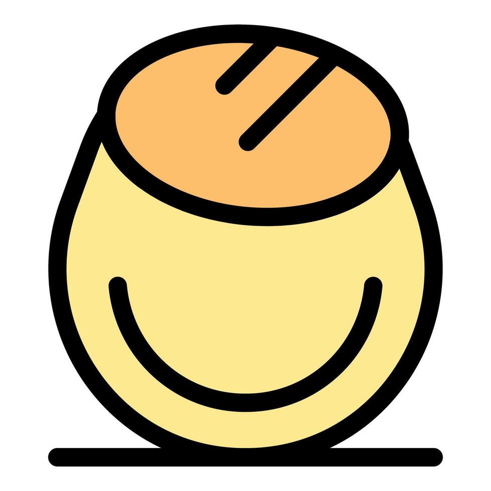 Smiling bread loaf sitting happily on a surface vector