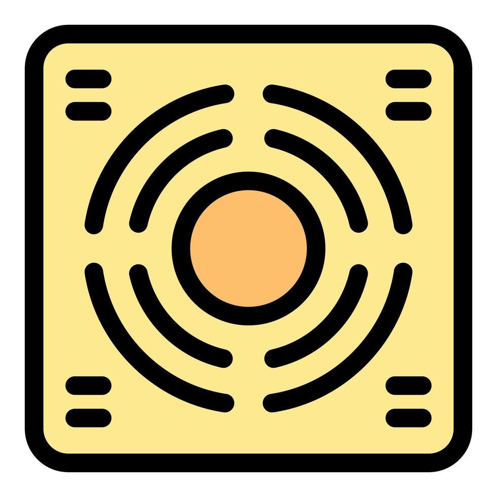 Wireless charger pad emitting radio waves, depicted with concentric circles and signal lines vector
