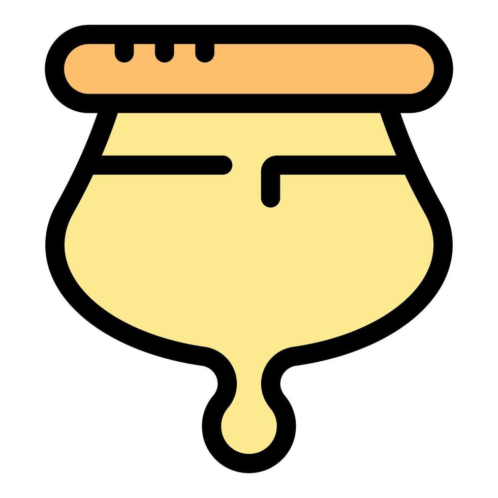 Honey dripping from honey pot with wooden dipper stick vector