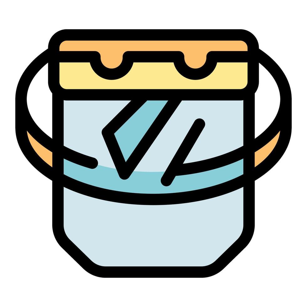 Cleaning bucket with handle filled with water for washing and chores vector