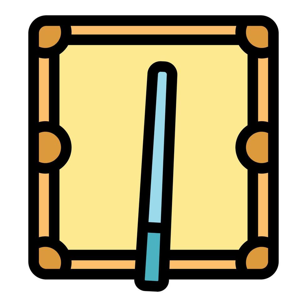 Billiard cue resting on empty billiard table, top view vector
