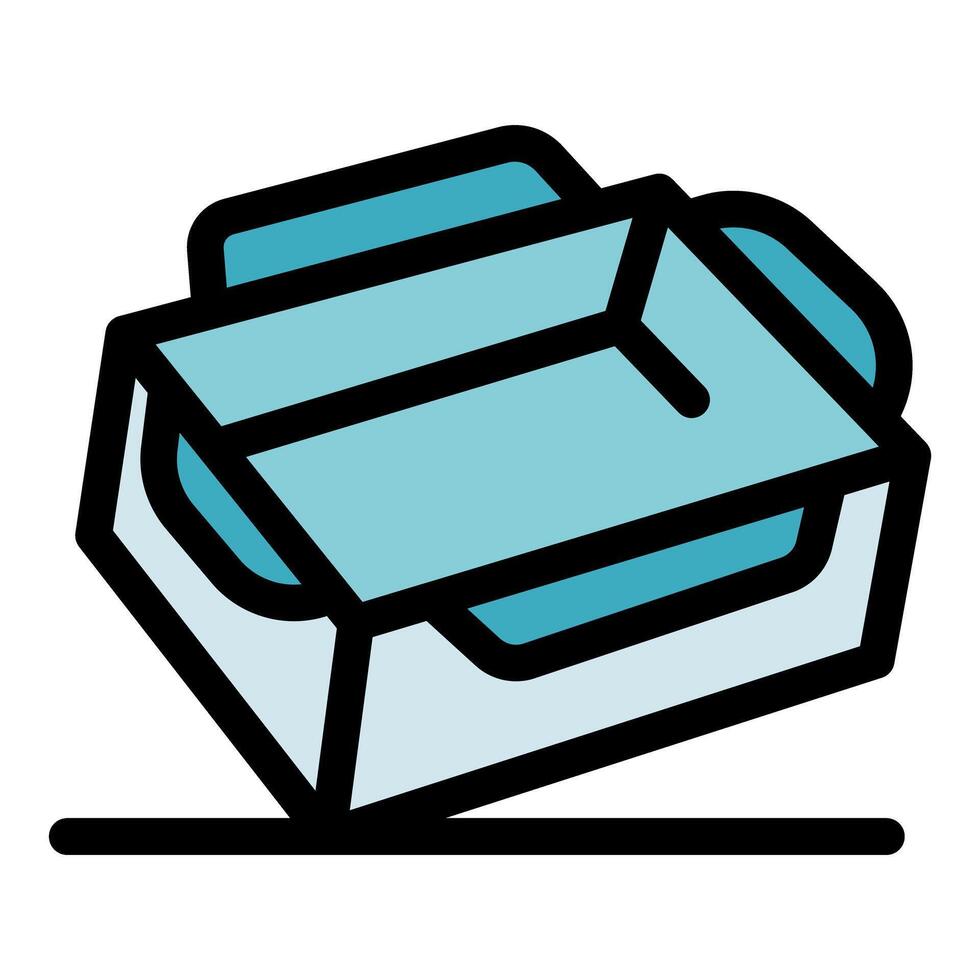 Open empty cardboard box lying on surface vector