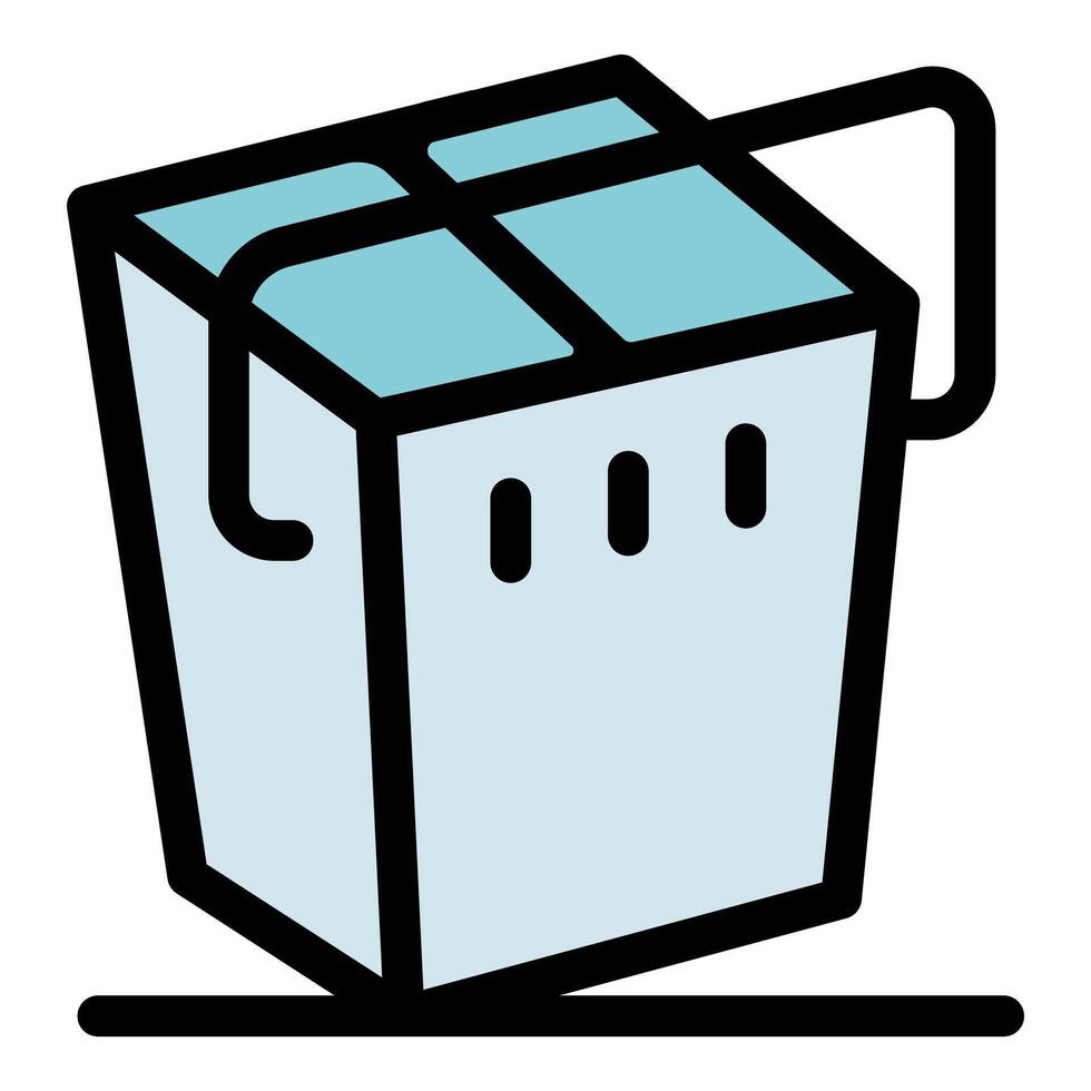 Wok paper box with metal handle for food delivery service vector