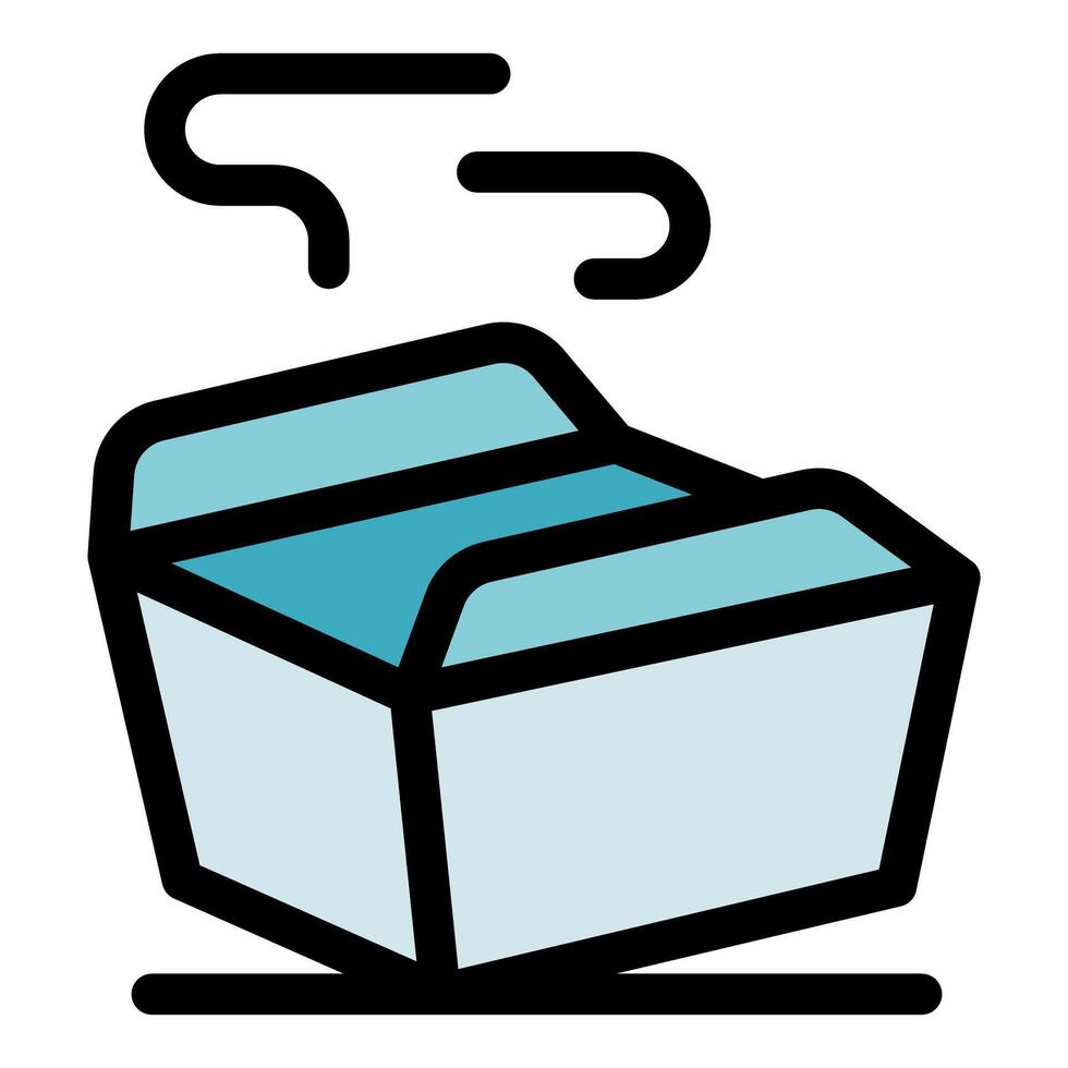 Open steaming noodle box emitting vapor vector