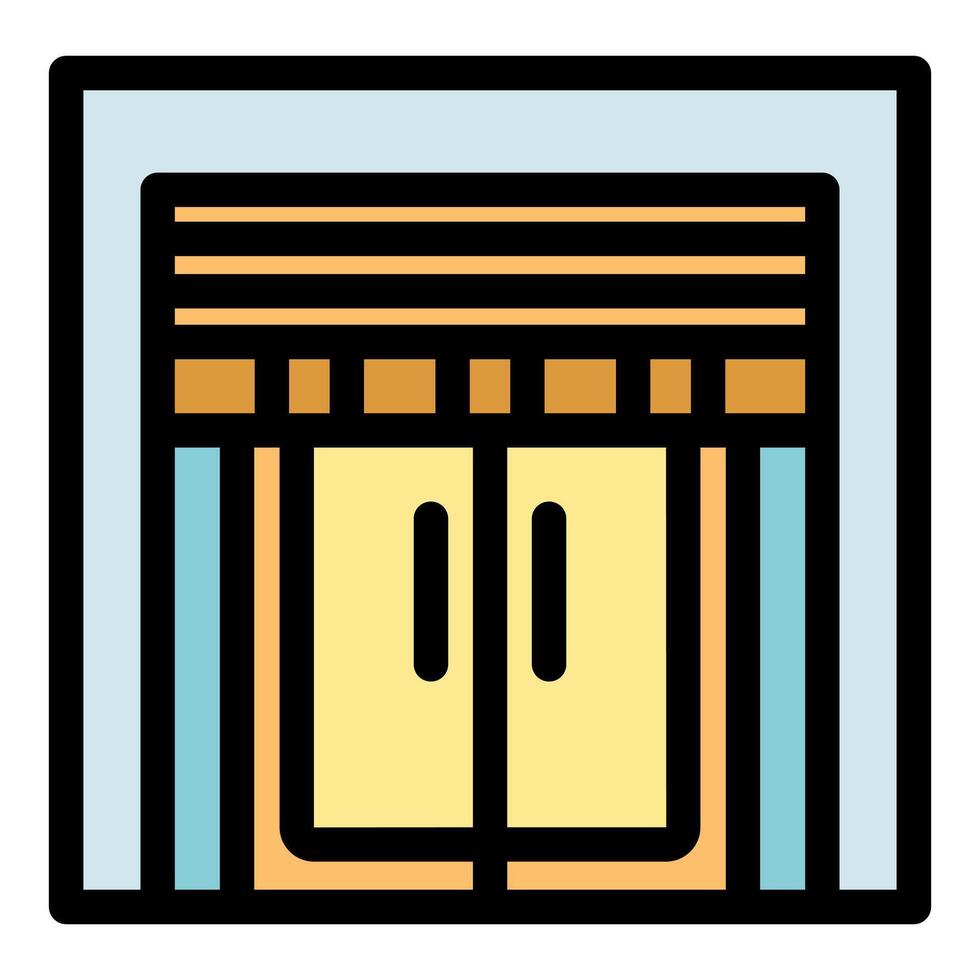 Elevator doors closing in building, lift transportation icon vector
