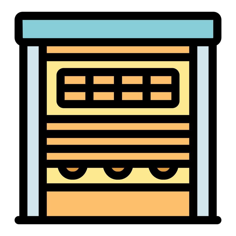 Automatic garage door closing with roller shutter and window panel vector