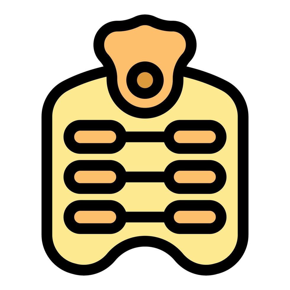 Yellow hot water bottle relieving back pain and muscle soreness vector