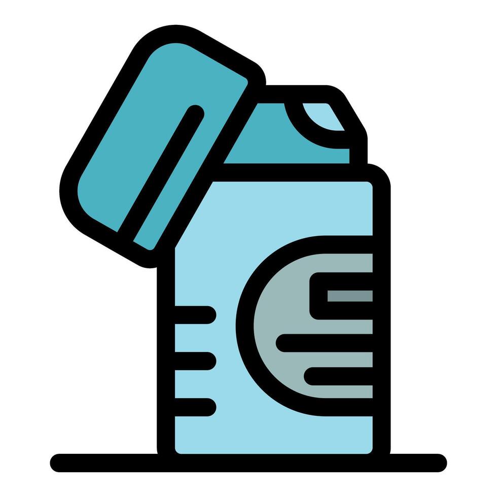 Open pocket lighter generating a flame for lighting cigarettes vector