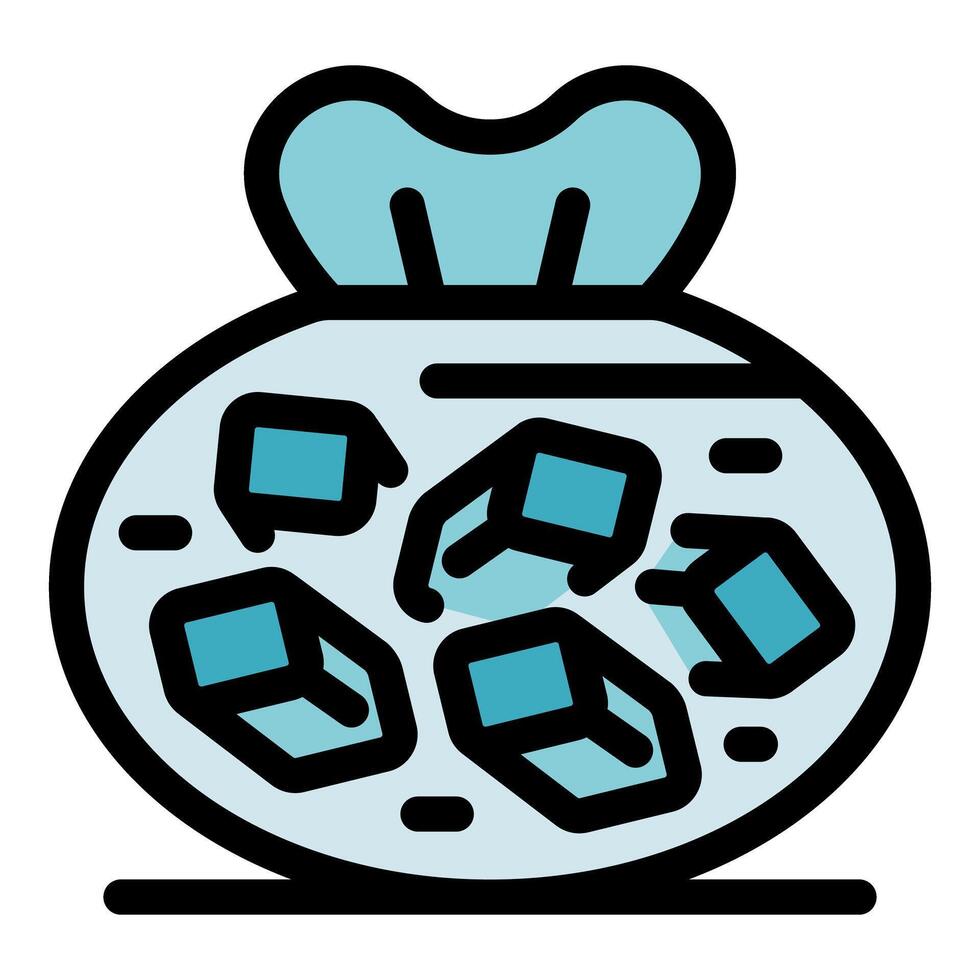 Ice cubes in a plastic bag for cooling and preserving freshness vector