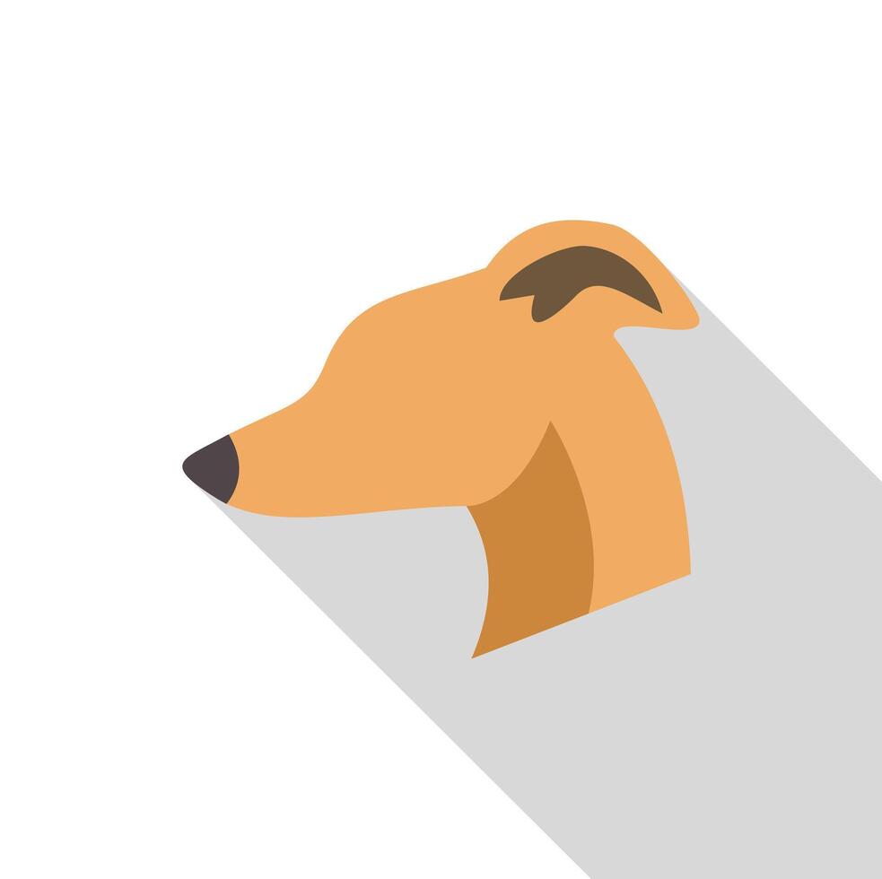 Greyhound dog head logo showing long muzzle and folded ear in flat design vector