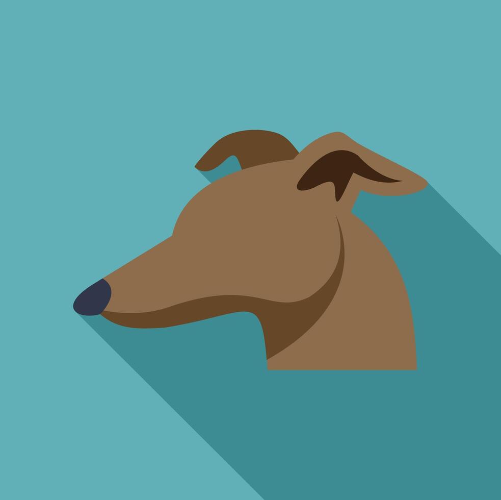 Greyhound dog head looking right in flat design style with long shadow vector