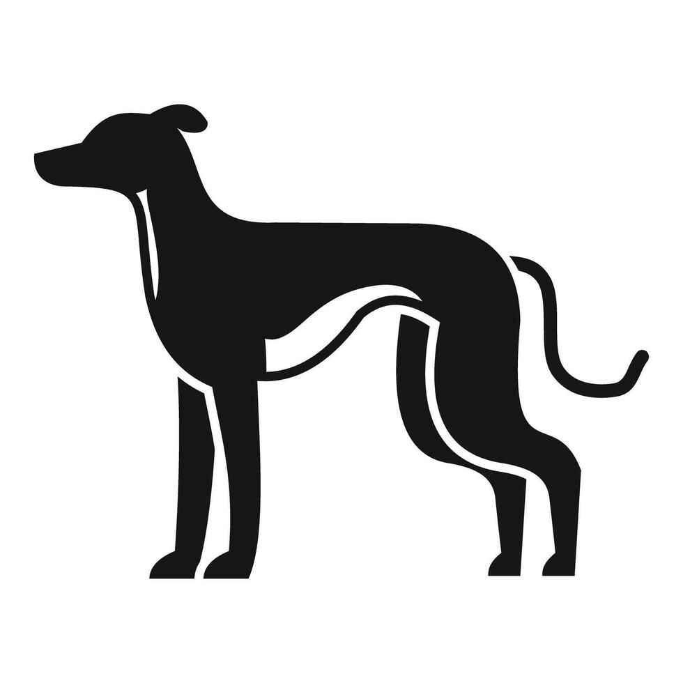 Greyhound dog standing in simple black and white silhouette vector
