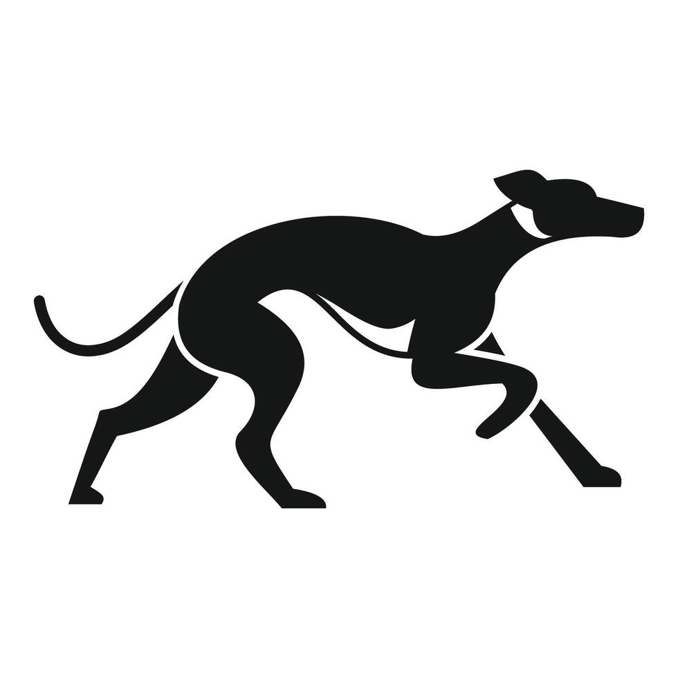 Greyhound dog running silhouette, canine elegance and speed vector