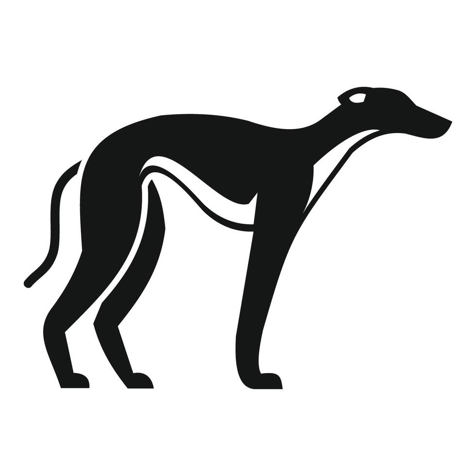Greyhound standing side view, simple black and white silhouette vector